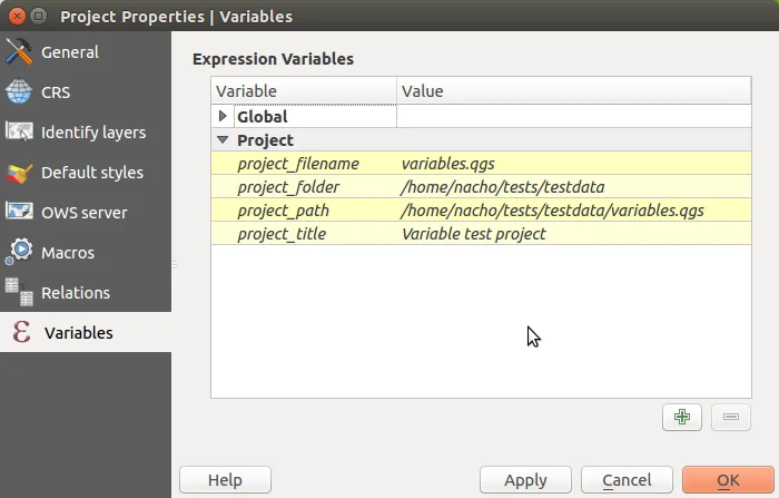 Default project variables