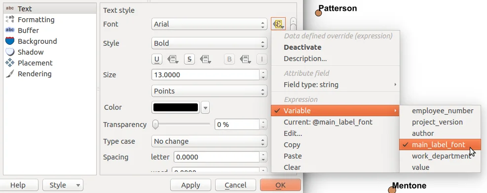 Binding the label font to the @main_label_font variable