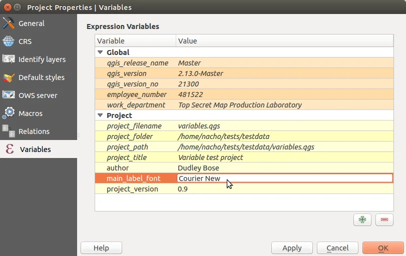 Creating a variable for label font