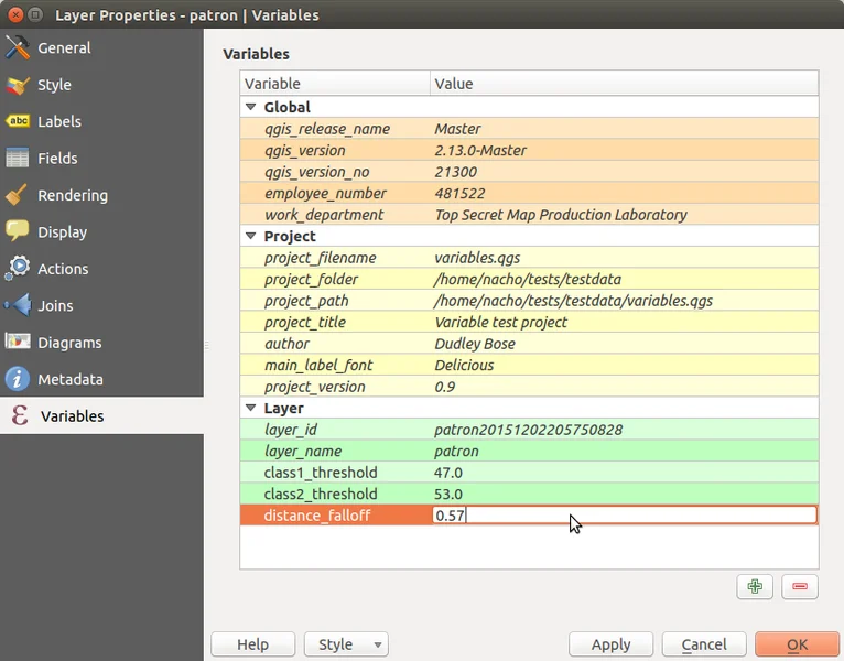 Setting a layer variablee